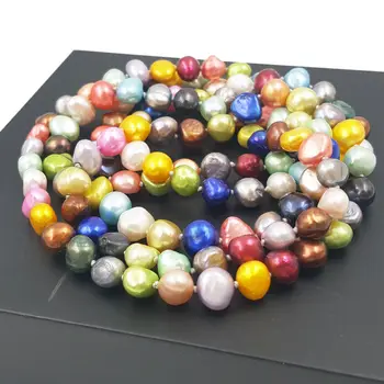 Ръка навързани mutilcolor естествени сладководни барокови перли 8-9 мм 106 см дължина на елегантност колие бижута