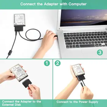 USB 3.0 to SATA III адаптер кабел конвертор за 2,5 3,5 инчов твърд диск SATA HDD SSD поддържа UASP с адаптер за захранване 12V 2A