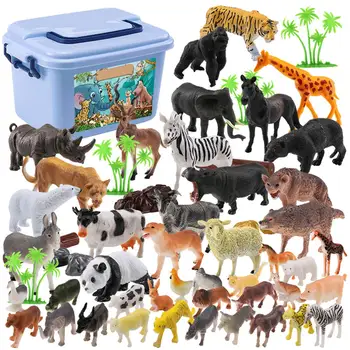 58 бр./компл. мини джунгла животни играчки набор от фигури на животни,световна зоопарк, Лесовъдство играчка за деца със силна скоростна