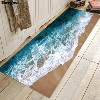 Thregost 3D Scenic Printed Long Floor Mats фланелевый кухненски подложка против хлъзгане, килими за спални от микрофибър врата килим