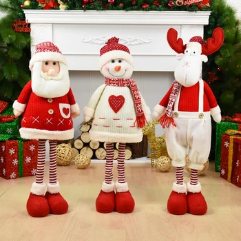 Голям размер на коледни кукли разтегателен Дядо Коледа, Снежен човек Лосове играчки, коледни фигурки Коледен подарък за едно дете Червен Коледен коледа орнамент