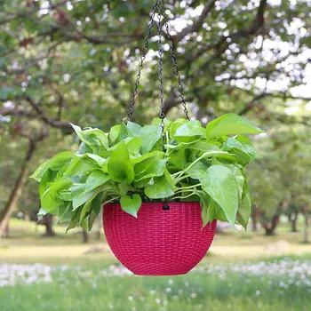Ръчно изработени сплетен ратан цвете кошница зелено грозде гърне сеялка виси ВАЗа контейнер стенен завод кошница за градината ab59