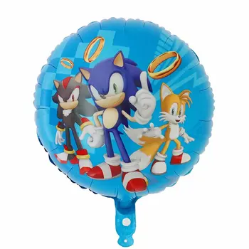 10 бр. / лот Sega Sonic на Таралеж Super Hero двойно страна на фолиото балон момче момиче рожден ден червено и синьо набор от номера, балони, декор