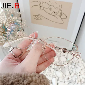 2020 нова мода анти-синя светлина ретро чиста червена котка очила рамка без рамки Diamond покритие може да бъде оборудван с късогледство