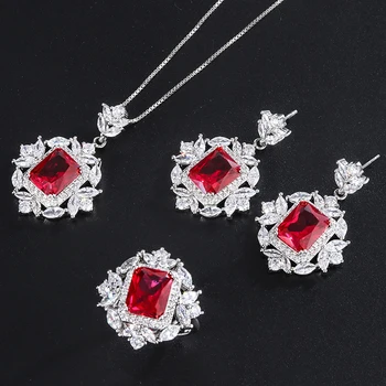 JoiasHome модни 925 сребърни дамски обици творчески стил с рубиновым скъпоценния камък бижута за жени сватбени пътуване подаръци глоба
