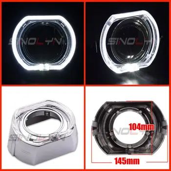 Sinolyn Projector Bezel LED Angel Eyes Shrouds For Hella/Koito Q5 Lenses 2.5 & 3 Inches Bi Xenon Headlight Lenses DRL Bezels