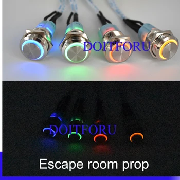 Escape Room подпори пъзел 4 различни цветове метални бутони когато lited Натиснете за да отворите 12V Магнит заключване room Escape game