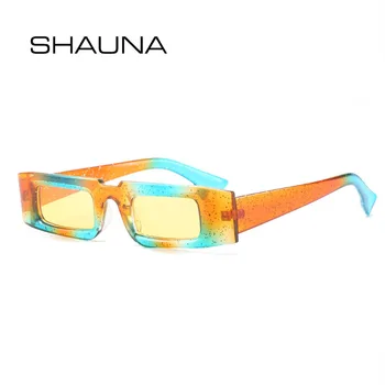 SHAUNA Vintage малък правоъгълник слънчеви очила Жени Ins популярни мъжки тенденция цветни нюанс сенки UV400