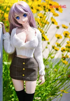 Estartek EK004 1/3-та секси бял пуловер и мини пола ежедневен костюм за почивка 68L мека голям бюст тялото cosplay кукла направи си САМ
