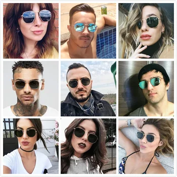 Плосък стъклен обектив модни слънчеви очила ретро кръг hexagonal луксозна марка слънчеви очила на Жените и мъжете очила нюанси gafas Oculos de sol