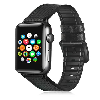 За Apple Watch Band Series SE/6/5/4/3/2 40/44/38/42 мм въглеродни влакна силикон кожена каишка за iWatch 6 SE гривна аксесоари