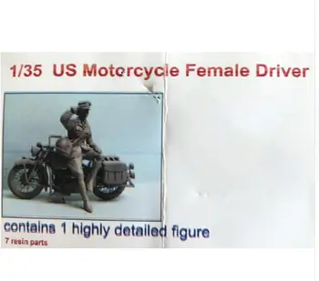 Нов Несглобено 1/35 САЩ жена шофьор говори не включват мотоциклет смола комплект само играчки неокрашенная модел смола