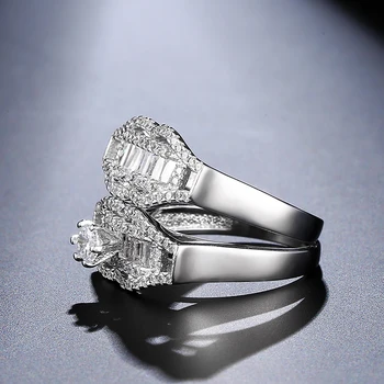 Kinel 2020 2 бр./компл. годежен пръстен за жени Циркон CZ камък Bling сребърен цвят годежен пръстен набор от модни бижута подарък