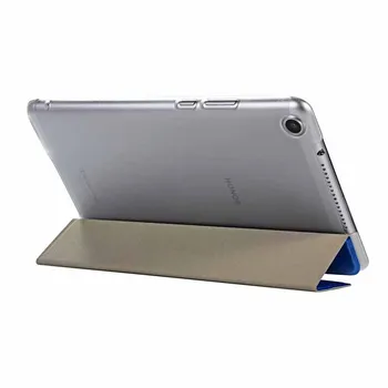 3 пъти тънък прозрачен ПУ кожен калъф Калъф Huawei MediaPad T5 8.0 JDN2-W09/AL00 8 инча Honor Pad 5 Tablet Case Cover +дръжка