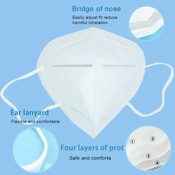 Kn95 Маска бърза доставка на респиратор, 10 бр. маска за лице, маска за мъгла, анти-замърсяване на защитни маски анти ФПЧ2. 5 устата маски 4