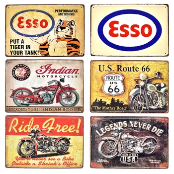 Esso Texaco BSA Индийския мотоциклети стари метални релефни лидице знак route 66 гараж Петро бензин декоративни плакат на метални табели