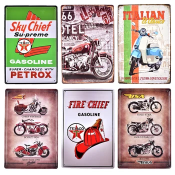 Esso Texaco BSA Индийския мотоциклети стари метални релефни лидице знак route 66 гараж Петро бензин декоративни плакат на метални табели