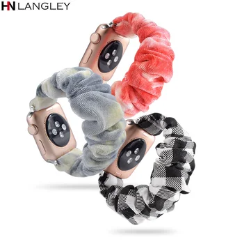Дъвка каишка за часовник за Apple Watch Серия 5 4 3 44/40/38/42 мм текстилен гривна Iwatch Band ElasticThick подмяна на женското каишка