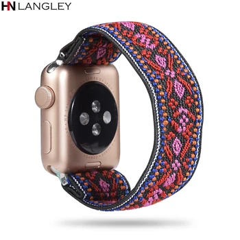 Дъвка каишка за часовник за Apple Watch Серия 5 4 3 44/40/38/42 мм текстилен гривна Iwatch Band ElasticThick подмяна на женското каишка