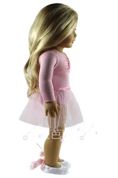 1 компл. кукла облекло за 18 инча американската кукла мода розово балетное рокля