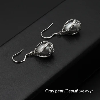 Мода модерен Кейдж висулка, обеци за жени натурален сребро 925 очарователен сладководни перли бижута обици