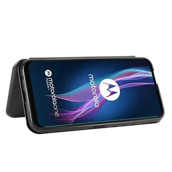 За Motorola One Fusion Plus Case Carbon Fiber Флип Кожен Калъф За Motorola Moto One Fusion Plus Case Cover