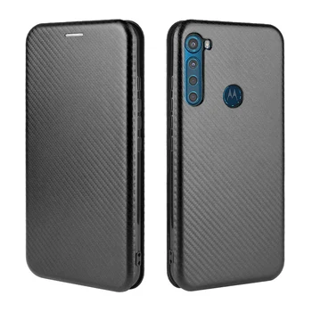 За Motorola One Fusion Plus Case Carbon Fiber Флип Кожен Калъф За Motorola Moto One Fusion Plus Case Cover