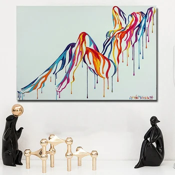 Цветни секси момиче голо платно изкуство плакати живопис на абстрактното изкуство поп печат изкуството на изкуството на стената картина за вашия интериор дневна