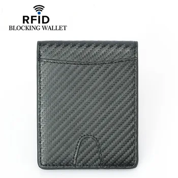 Нов въглеродни влакна тънък притежателя на кредитната карта тънък RFID портмоне от изкуствена кожа шофьорска книжка държач на капачката за мъже карта портфейл