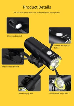 Gaciron V9S велосипедна фаровете за USB зареждане на вътрешната батерия LED предни задна светлина Кормило осветление визуално предупреждение на защитния фенер