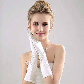 Бяла / слонова кост матиран сатен 38 см, дължина елегантен сватба сватбени ръкавици сватбени аксесоари ръкавици за cosplay Бала на партията ежедневни