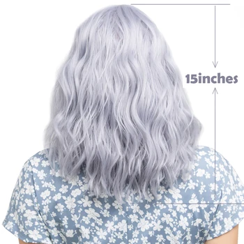 Сив цвят синтетични перука с бретон средната част на меки естествени къдрава коса, за жени термостойкая партия cosplay перука използвате IPARTY