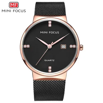 MINIFOCUS Top Brand мъжки часовник ленти от неръждаема стомана водоустойчив бизнес Watche мъжете календар на дисплея часовници подарък