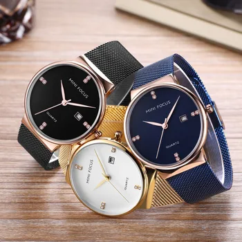 MINIFOCUS Top Brand мъжки часовник ленти от неръждаема стомана водоустойчив бизнес Watche мъжете календар на дисплея часовници подарък