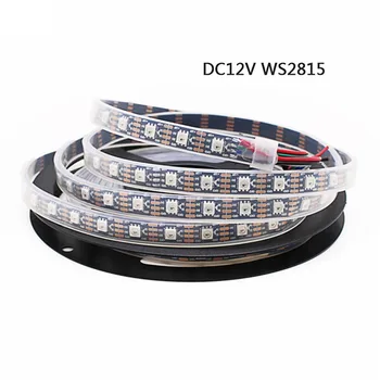Ws2815 DC12V RGB LED Pixels Strip Light индивидуално адресуемый LED Dual-SignalIP65 IP30 IP67 5m 30LEDS 60leds Pixels Black спк стартира строителни