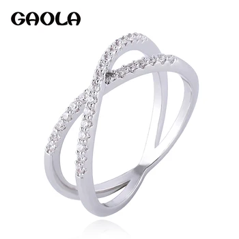 GAOLA Fashion Clear Cubic Цирконий Criss Cross Micro Pave Seting X Shape Ring For Women Jewelry Gifts