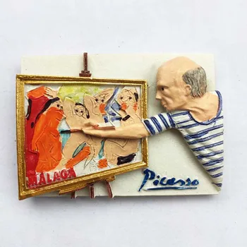 Испания хладилник Магнит Европейския испански художник Пикасо 3d културни туристически сувенири, магнитни стикери за хладилник творчески подаръци