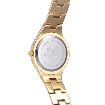Дамски елегантни часовници Bling Iced Out 18K Gold CZ Кварцов ръчен часовник жени луксозна марка дамски часовници, Водоустойчиви часовници бижута