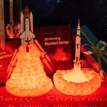 Space Shuttle Lamp 3D Print Rocket Lamp For Rocket Влюбените детска нощна лампа Акумулаторна батерия USB лека нощ декорация на дома