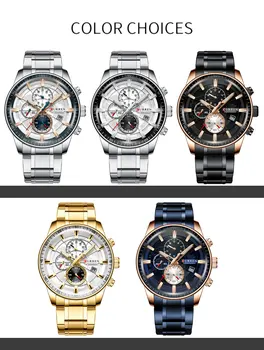 Нови мъжки часовник Curren 8362 луксозна марка мода водоустойчив хронограф кварцов ръчен часовник от неръждаема стомана Спорт эркек брой Саати