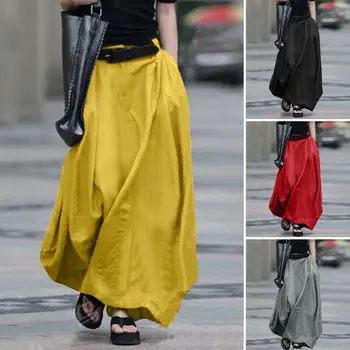 Модни памучни макси поли 2021 ZANZEA женски пролетен сарафан лято еластичен колан дълги Vestidos женски халат на големи копчета