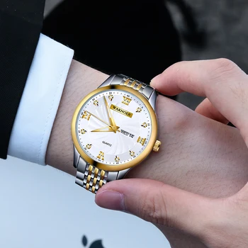 2019 нов дизайн WAKNOER мъжки часовник Reloj Кристал Кварцов часовник за мъже на истински стоманени Relogio Masculino Ripple Dialerkek кол saati