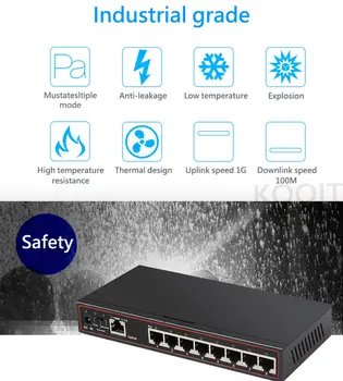 100M+1000Mbps 9-портов Gigabit Switch Lan Internet Дърва VLAN Support Мрежа Ethernet switchers 1G RJ-45 Хъб 100/1000 Mbps