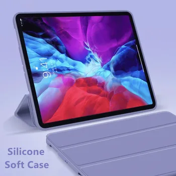 За iPad Pro 11 Case 2020 & 2018 Силиконова мека задната изкуствена кожа Smart Cover Funda за iPad Pro 11 инча 2018 2020 Case Capa + Stylus