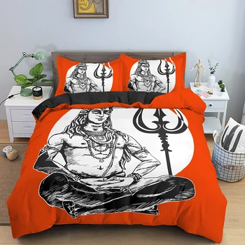 Индийски Лорд Шива пухени Буда комплект постелки Single Double, King Queen Size с калъфка 2/3шт спално бельо Drop Shipping
