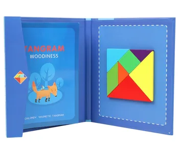 пъзел игри детски дървени магнитни Tangram пъзели игри за пътуване образователни книги, детски играчки, образователни играчки