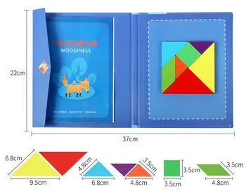 пъзел игри детски дървени магнитни Tangram пъзели игри за пътуване образователни книги, детски играчки, образователни играчки