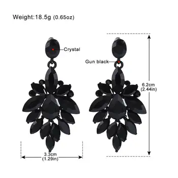 Minmin Black Marquise Кристал Капка Earrings Jewelry Women Small Сладко Парти, абитуриентски бал обеци, дамски модни корейски аксесоари EH1712