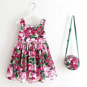 Рокли за малки момичета Детски летни дрехи 2018 брендовое принцеса рокля с чанта за костюм за деца рокля Детски дрехи Vestidos