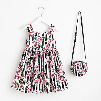 Рокли за малки момичета Детски летни дрехи 2018 брендовое принцеса рокля с чанта за костюм за деца рокля Детски дрехи Vestidos